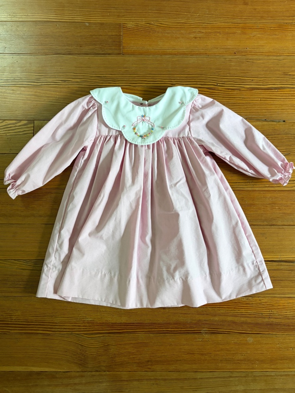 Petit Ami Pink Embroidered Dress with Bloomers, Size 18 months